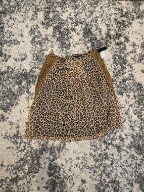 W.D.N.Y. Women’s Silk Leopard Print Lace Trim Skirt | Size 14 | Animal Print